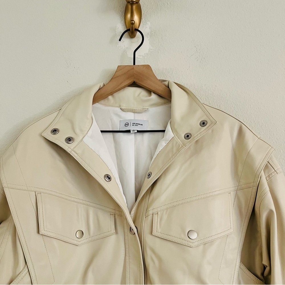 AG Adriano Goldschmied Women's Cream Button Up Bomber Jacket Size Small - Picture 3 of 6